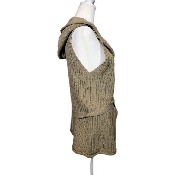 Mossimo Sleeveless Hooded Cardigan Sweater Vest Juniors Large Brown Preppy - Picture 2 of 9